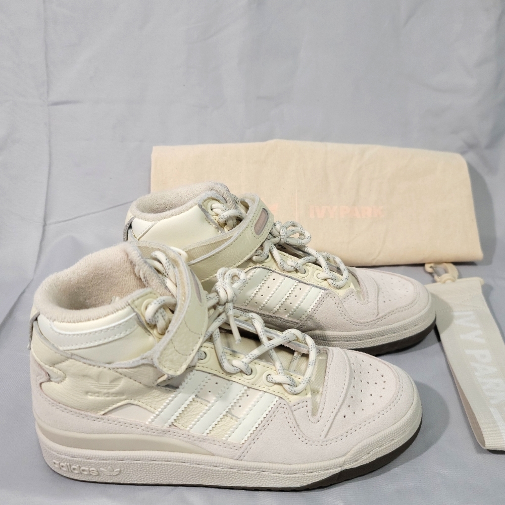 New Adidas x Ivy Park Forum Mid 'Icy Park Cream White' High Top Sneakers Size 5